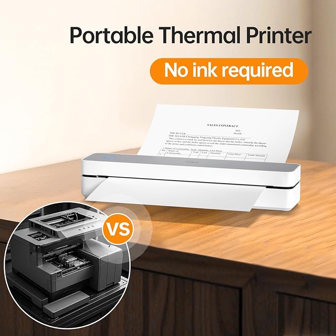 PRT Portable Printer Wireless for Travel, Support 8.5x11 US Letter&A4 Thermal