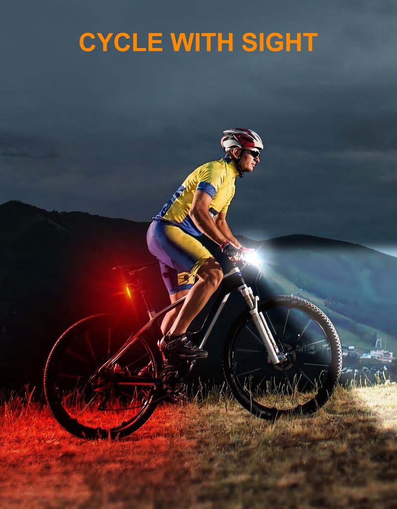Viccux 2026 Ultra Slim Bike Lights, 8+12 Modes Bike Headlight and Tail Light Assemblies Motorcycle, IP65 Waterproof & Dual USB-C 1.5-2.5 Hrs Fast Charge Bike Lights for Night Riding Cycling