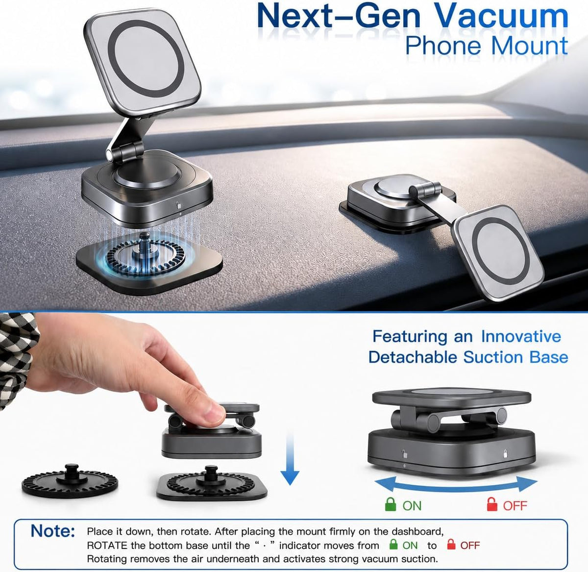 Car Phone Holder for Magsafe Car Mount [1 Replaced Suction Pad]