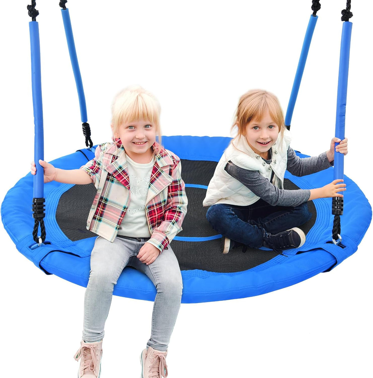 Trekassy 40" Round Tree Swing - 700lbs Capacity | Waterproof 900D Oxford with Handles & 2 Hanging Straps - Blue