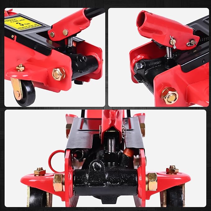 3 Ton Low Profile Hydraulic Floor Jack – Heavy Duty Steel Car Jack with Single Piston Pump, 10" to 21.6" Lift Range for SUV