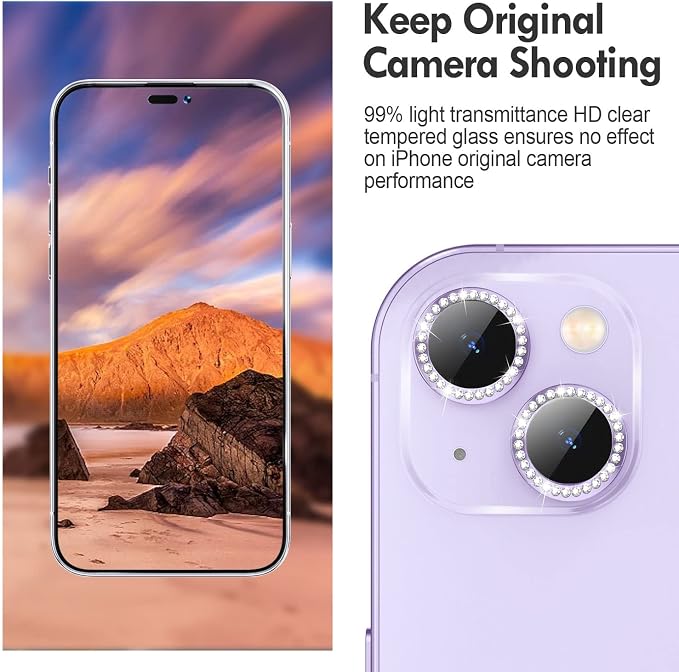 for iPhone 14 / iPhone 14 Plus Camera Lens Protector Bling, 9H Hardness