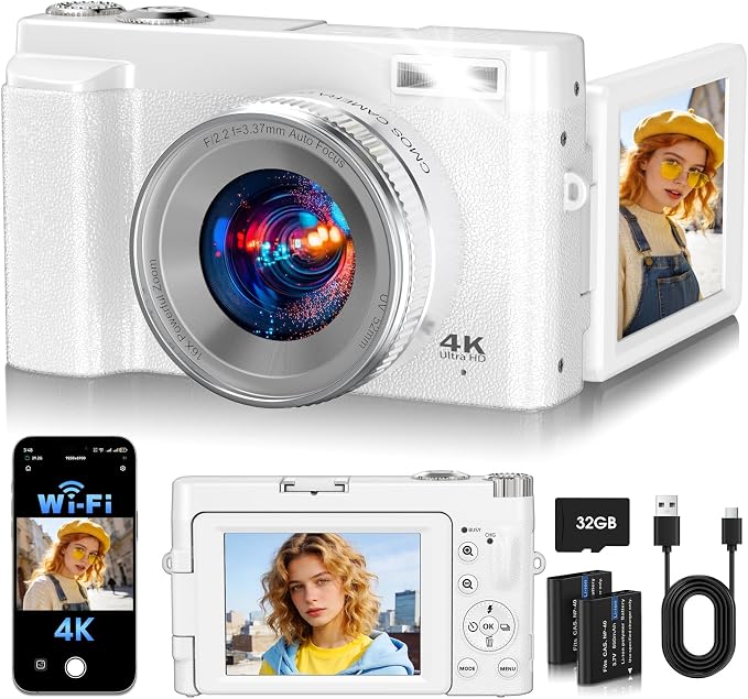 64MP Digital Camera for Photography, 2026 New WiFi 4K Vlog Video Camera for