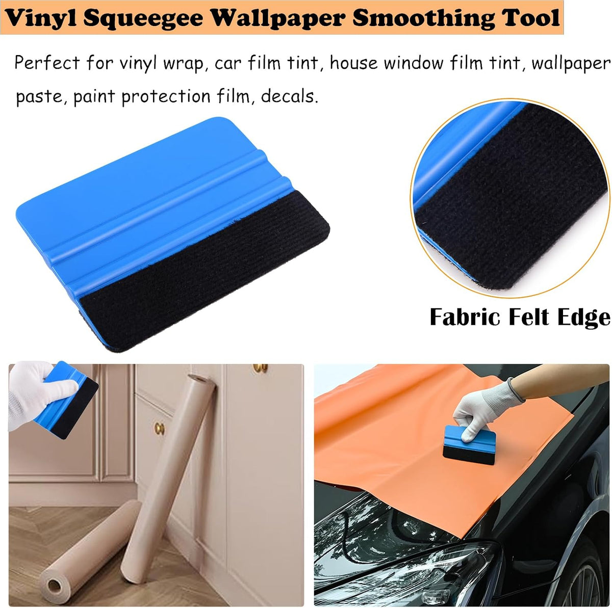 EHDIS Vinyl Wrap Tool Window Tint Kit 7 Pieces Vehicle Tinting Tools Car Glass Protective Film Wrapping Installation Set Included Vinyl Scraper, Window Rubber Squeegee,Cutting Knife with Blades