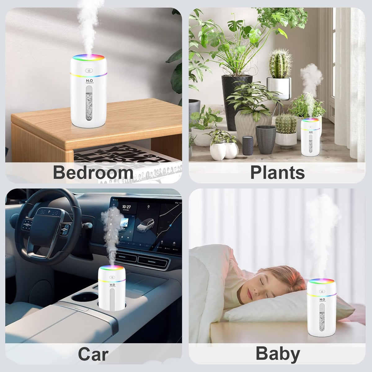 ZPP Humidifier - Portable Mini Humidifier with 7-Color Lights | Ideal for Home, Office & Travel
