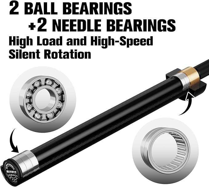 RITFIT 7FT Olympic Barbell for Strength and Weightlifting Training - 2 Inch Olympic Bar for Squat, Deadlift, Bench Press, Curl, Overhead Press - 500lbs/1000lbs/1500lbs Capacity