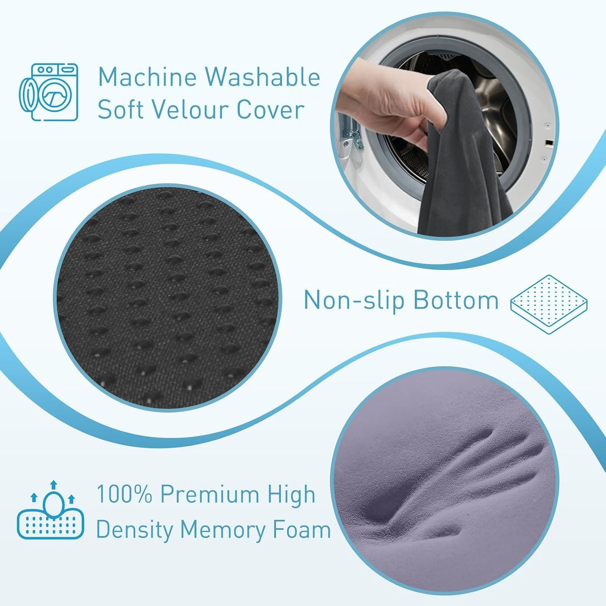 BlissTrends Memory Foam Seat Cushion for Office Chair & Car Seat, Grey