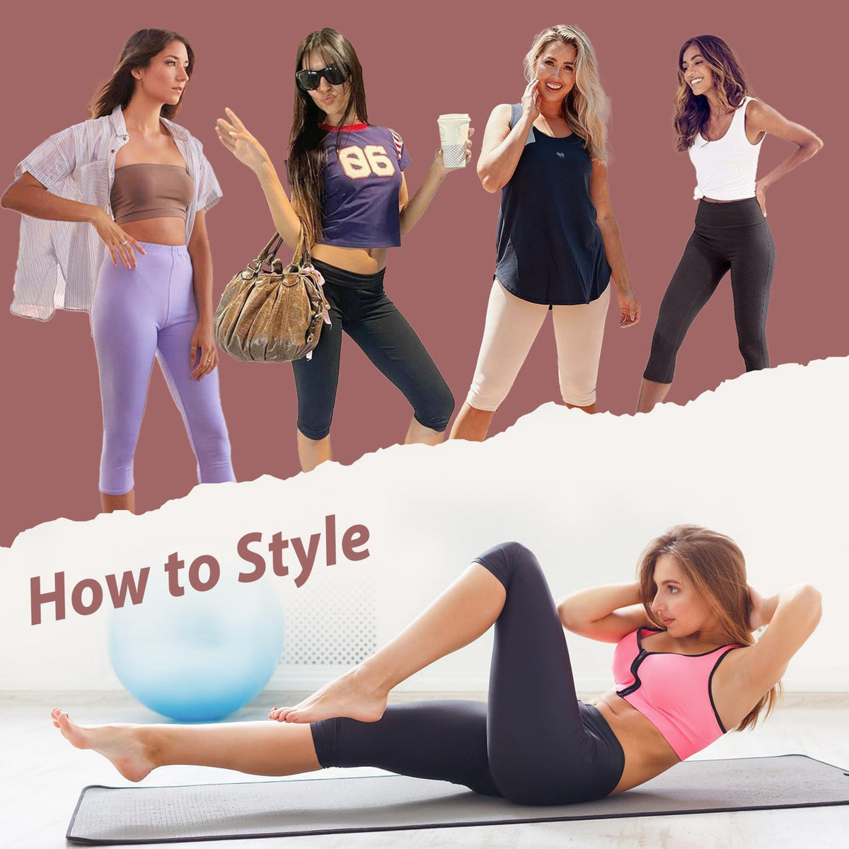 Skiennix High Waisted Capri Pants - 3 Pack Knee Length Yoga Shorts for Summer Activewear