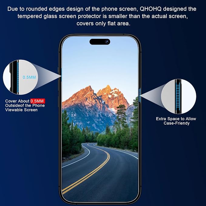 QHOHQ 3 Pack Screen Protector for iPhone 15