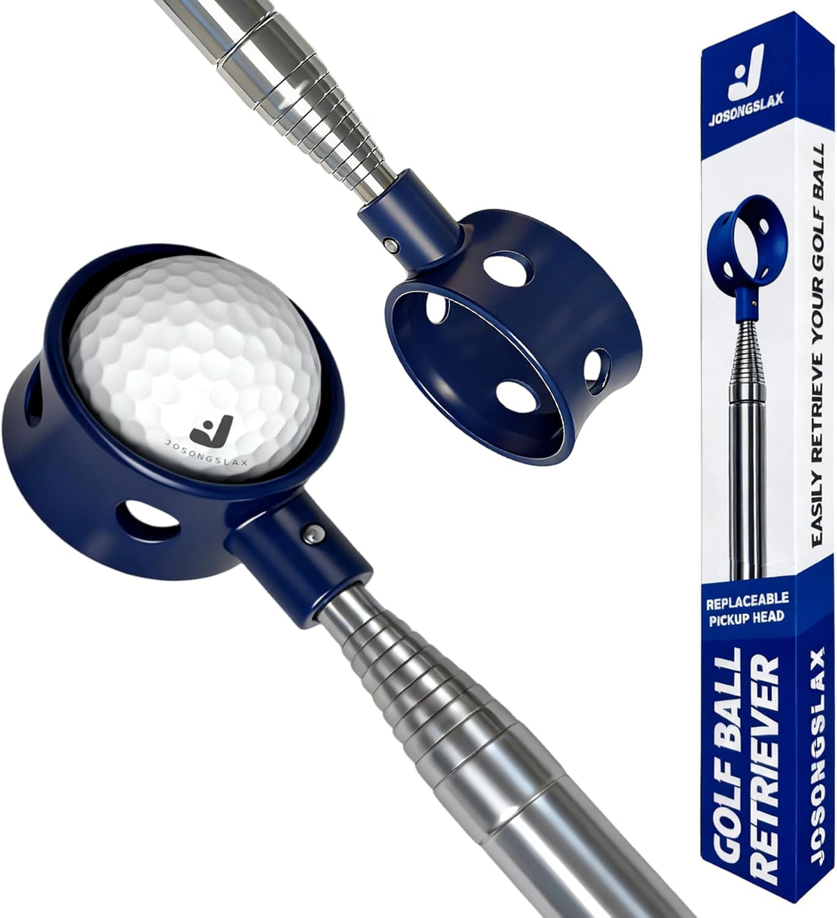 Skiennix Golf Ball Retriever - Telescopic Water Picker Tool with Stainless Steel Shaft & Non-Slip Grip | Perfect Gift for Golfers