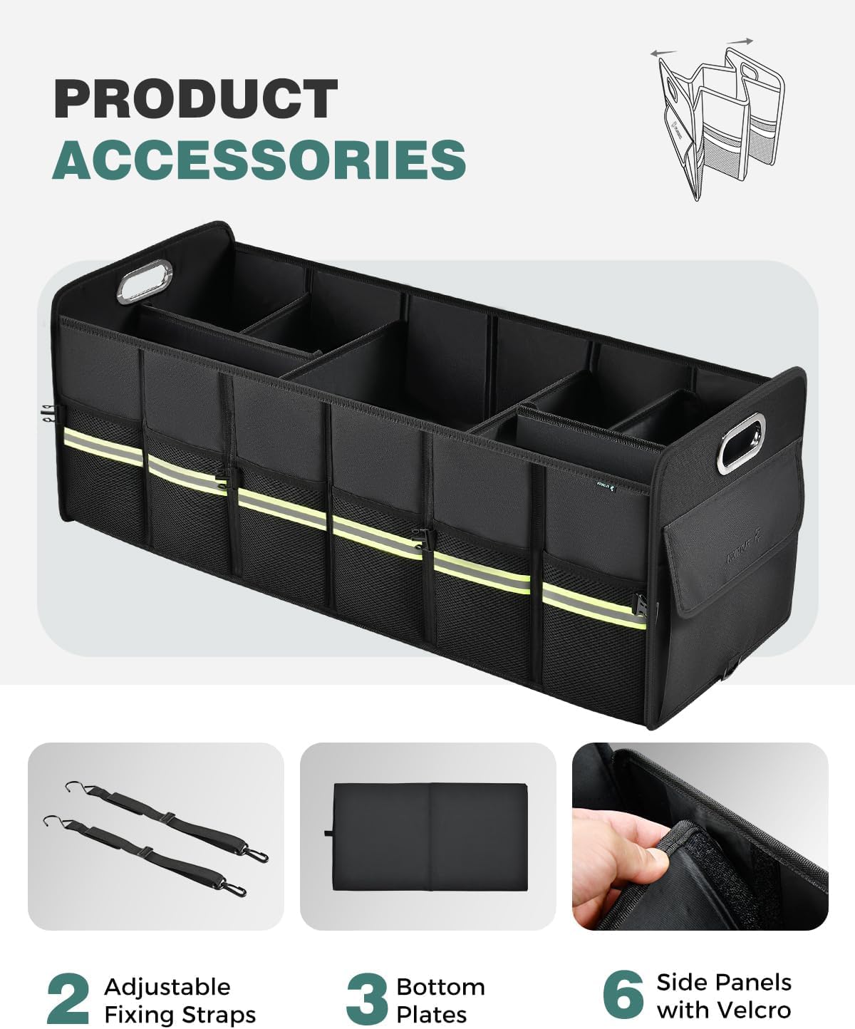 FLORICH Update Trunk Organizer for Suv, Large Truck Organizer Back Seat Storage Premium, Collapsible Multi-Compartment Car Organizers and Storage Waterproof