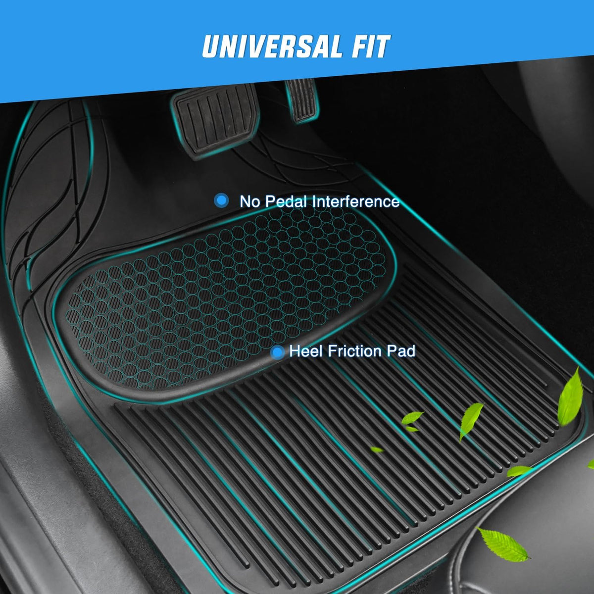 Nilight PVC Floor Mats for Cars Trucks SUVs,Universal Trim to fit for Most Vehicles,All Weather Protection Heavy Duty Floor Liners,Pack of 4