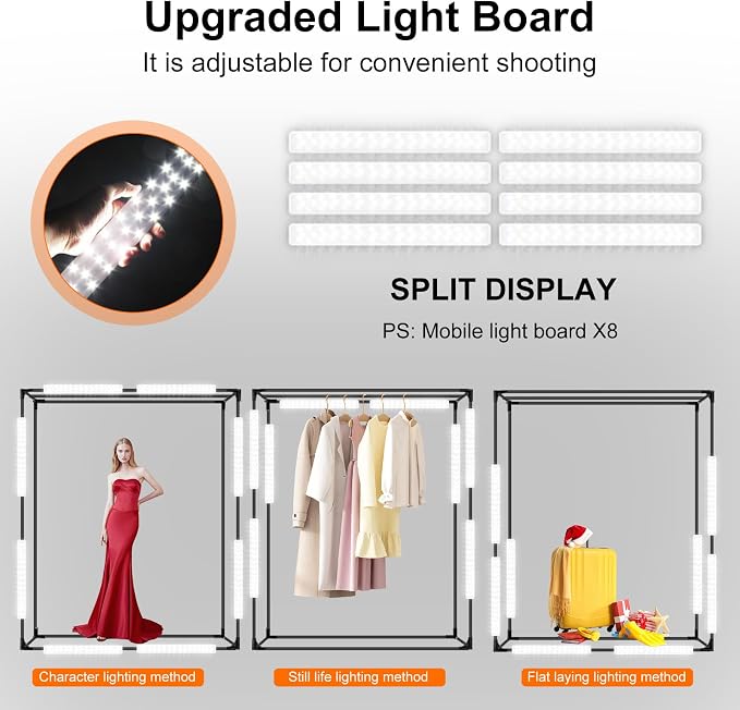 48"x78"x40" Large Photo Studio Light Box Photography, 8 Light LED Panels