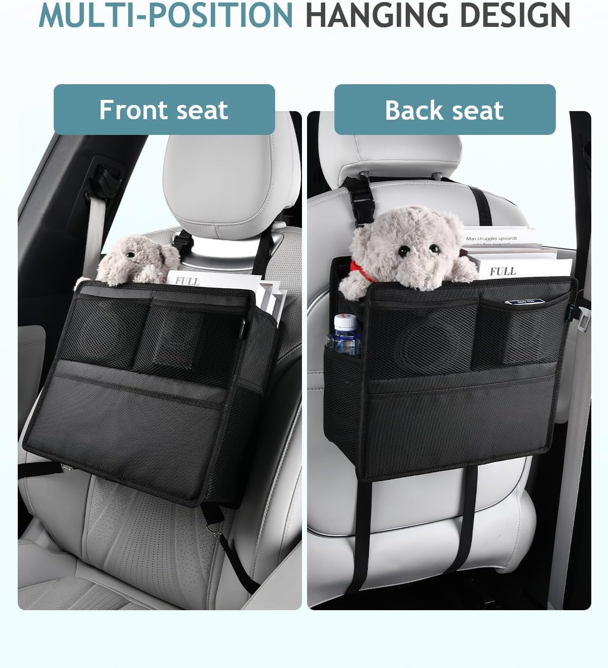 FLORICH Car Backseat Organizer and Trash Can 2-in-1, Premium Hanging Front and Seat Back Organizer, Waterproof Organizer Storage Upgraded for Car Truck SUV