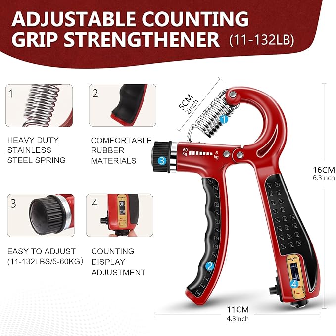 13 PCS Grip Strength Trainer Kit, Hand Gripper Strengthener, Forearm Strengthener, Finger Strengthener, Finger Exerciser, Stress Relief Ball, Forearm Workout Ring for Muscle Building and Injury Recover