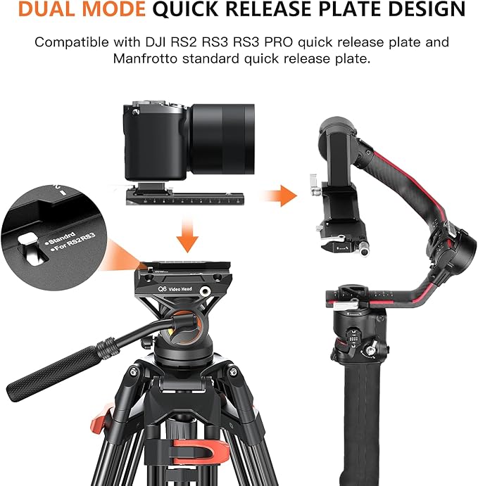 COMAN 74" Camera Tripod, Heavy Duty Video Tripod