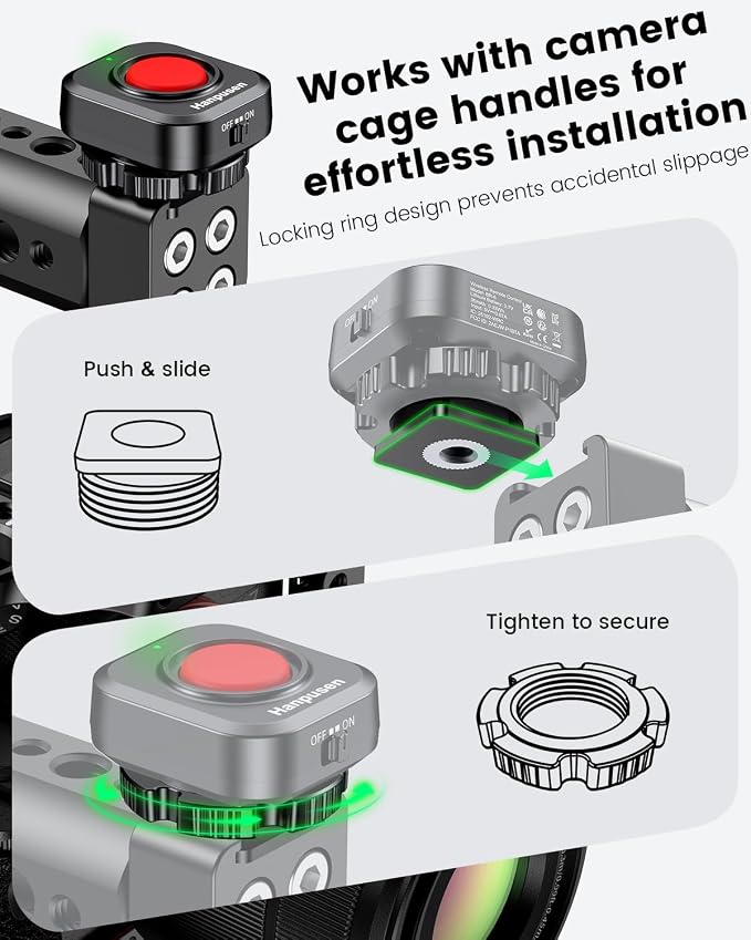 Wireless Rechargeable Camera Video Recording Remote Control, One-Press Video