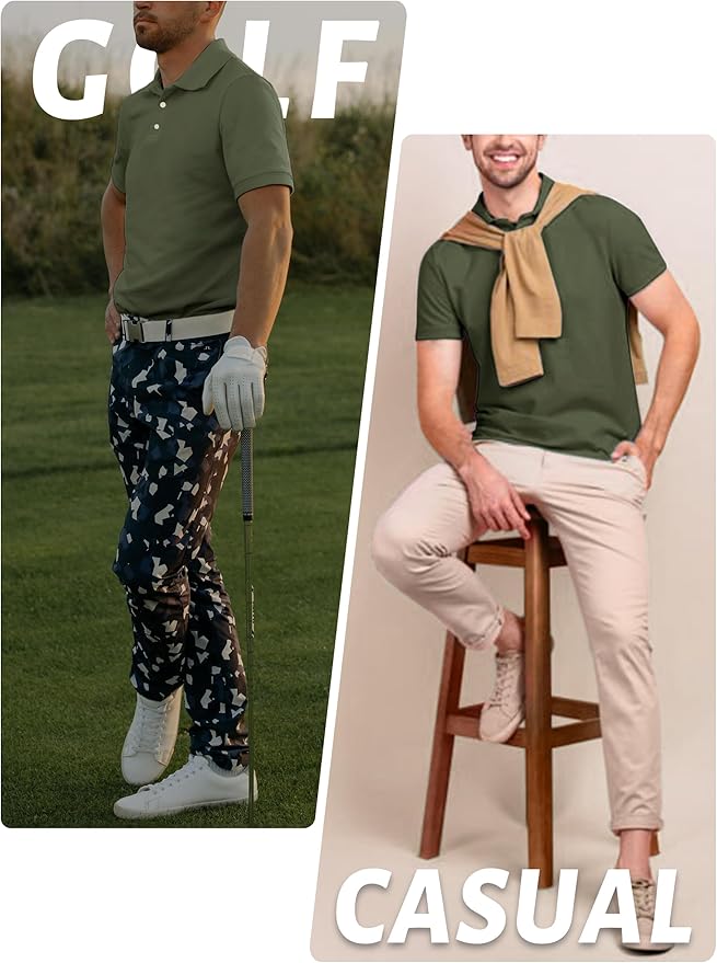 TACVASEN Mens Golf Shirt Dry Fit Mens Polo Shirts Short Sleeve Performance Golf Polos for Men with Collar Work Shirts