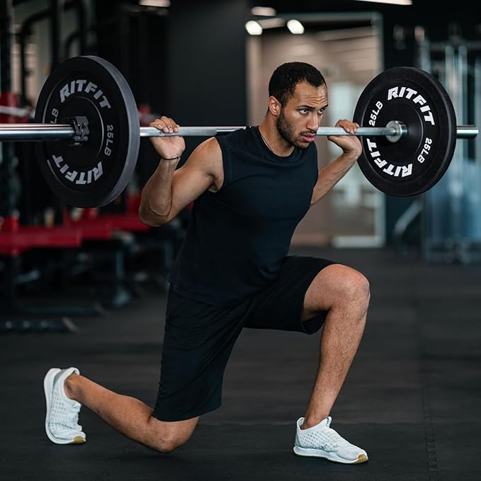 RITFIT 7FT Olympic Barbell for Strength and Weightlifting Training - 2 Inch Olympic Bar for Squat, Deadlift, Bench Press, Curl, Overhead Press - 500lbs/1000lbs/1500lbs Capacity