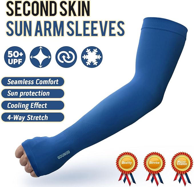 GOUNOD Sun Protection Cooling Arm Sleeves with Thumb Holes - Gardening Outdoors Sports Workouts Sunscreen Arm Sleeves