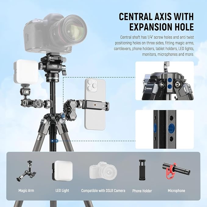 NEEWER 60.4" Travel Tripod Carbon Fiber