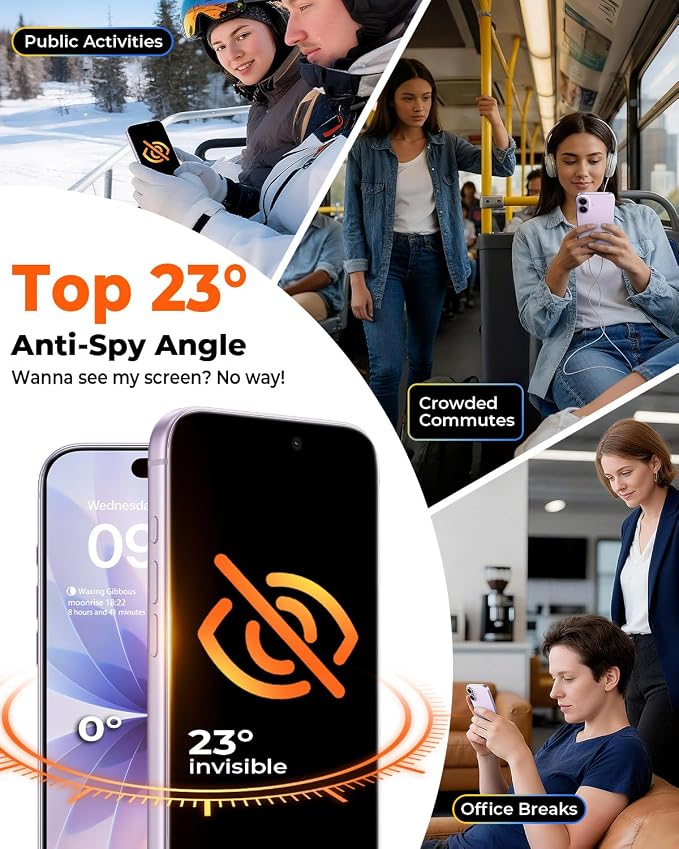 MRGLAS TOP 9H+ Glass 2+2 Packs for iPhone 17 Privacy Screen Protector