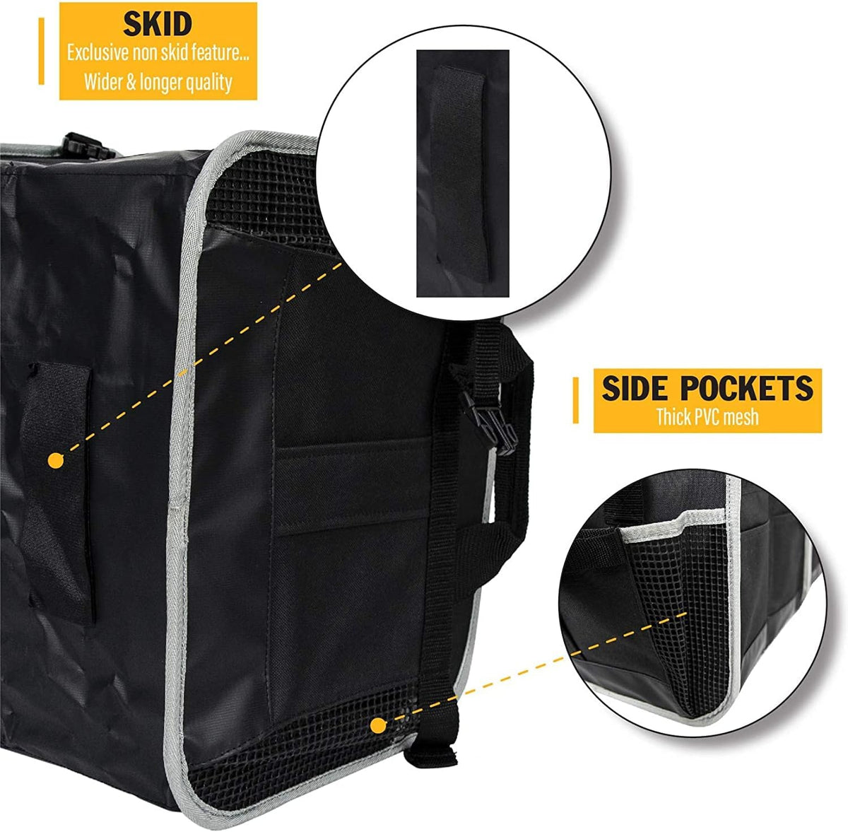 Tahoe Trails 23" Foldable Trunk Organizer for Car Storage, Reinforced Base Plates, Non Slip Bottom, Securing Straps, 11 External Pockets, 2 Pack, Black