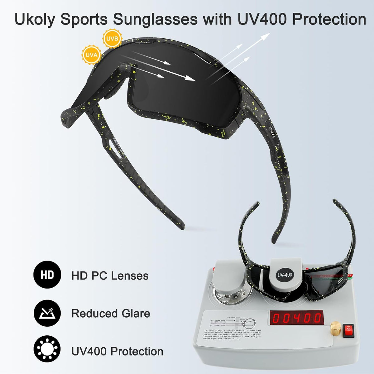 Ukoly Cycling Sunglasses - HD UV400 Sports Glasses for Men & Women | Ideal for Running, Baseball, Fishing, Golf