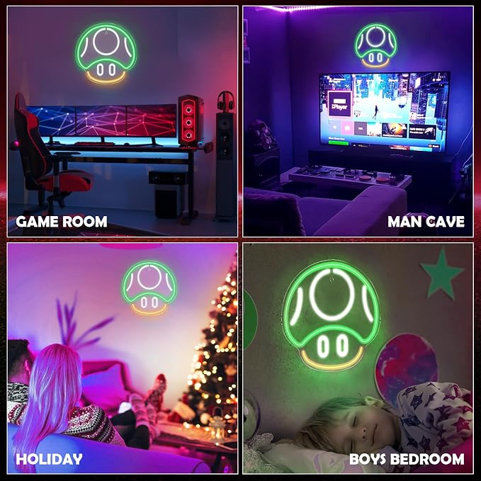 Kavaas Gaming Neon Sign, Mushroom Neon Sign