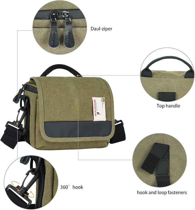 Besnfoto Camera Bag Small Crossbody Camera Shoulder Bag Purse Waterproof Canvas