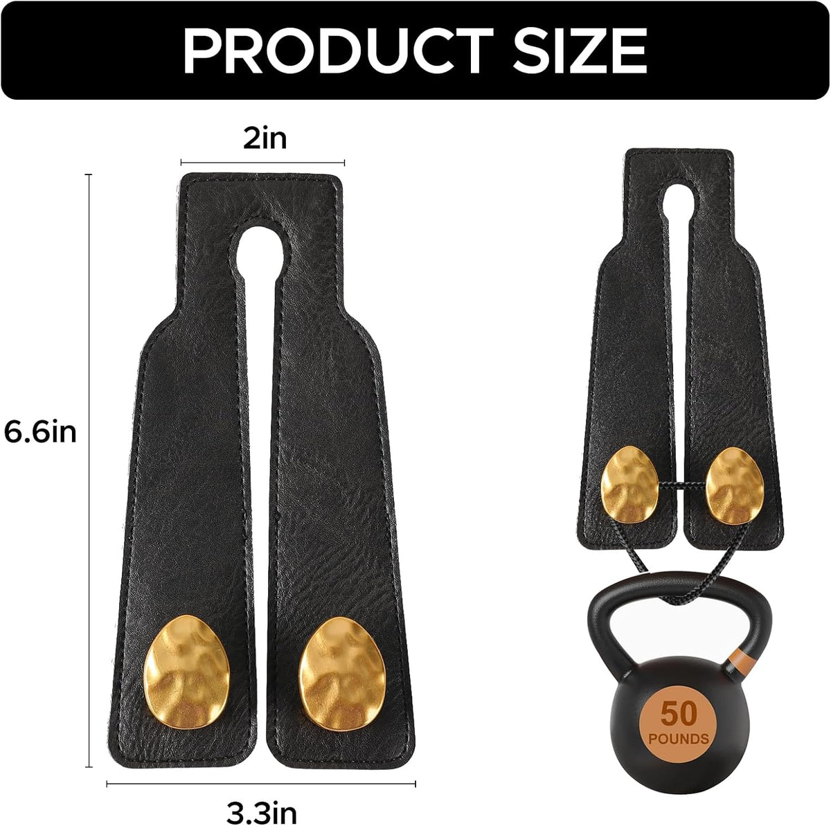 Leather Car Purse Hook for Headrest, 2 Pack, Black-Gold