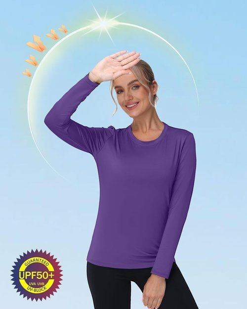 Isnowood Women's Long Sleeve Sun Protection Shirt - UPF 50+ UV Rash Guard for Outdoor Activities