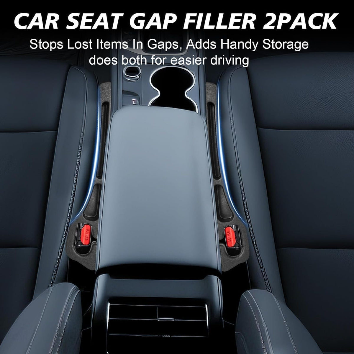 Car Seat Gap Filler 2 Pack, Block Phones, Keys, Coins & Cards