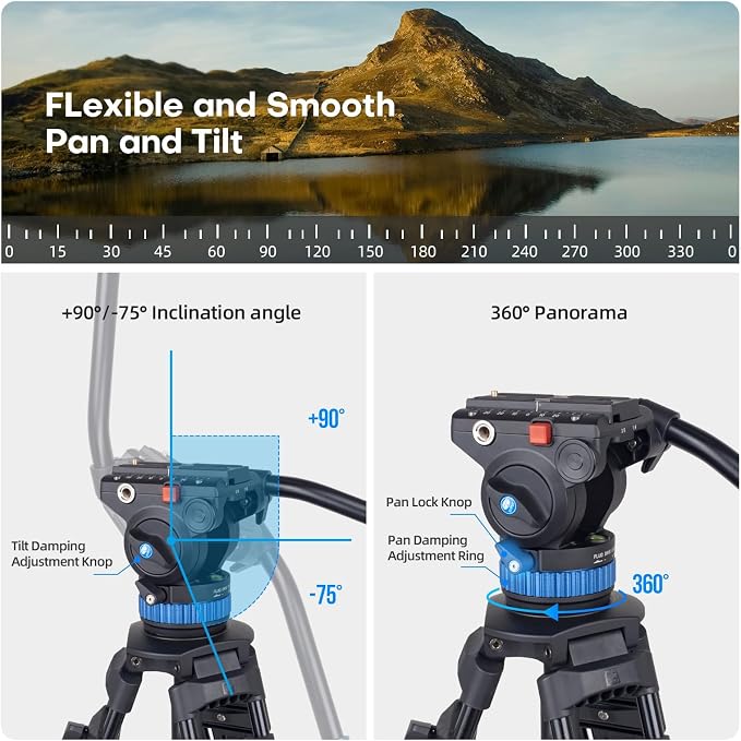 SIRUI AM-25S Video Tripod, 74.8" Professional Heavy Duty Tripod