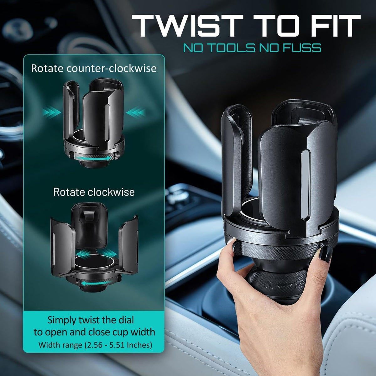Adjustable Car Cup Holder Expander Compatible with BrüMate Era 20/30/40 oz Tumblers – Applicable for Most Tumblers and Mugs, Fits Most Car Cup Holders (2.3"–4.2"), Anti-Wobble Design
