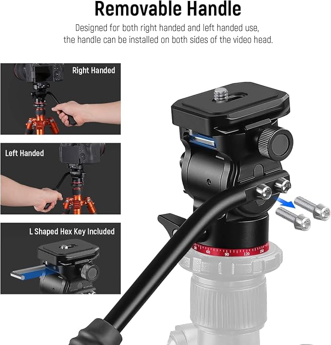 NEEWER Tripod Fluid Head Pan Tilt Head