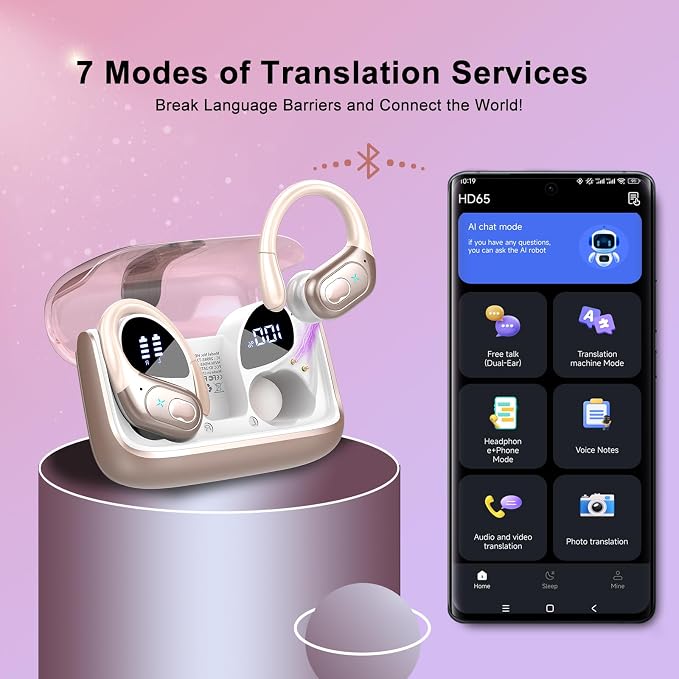 AI Translation Earbuds Real Time, 164 Language Translator Earbud 3-in-1
