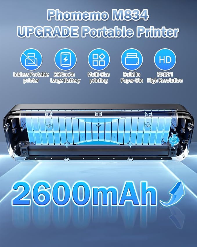 Phomemo M834 Portable Printer Wireless