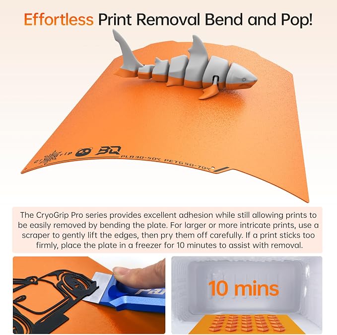 BIQU Cryogrip Pro Frostbite Matte Orange Cold Build Plate