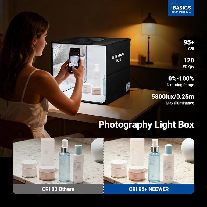NEEWER Basics Bi Color Photo Studio Light Box, 120 LEDs CRI95+ Dimmable