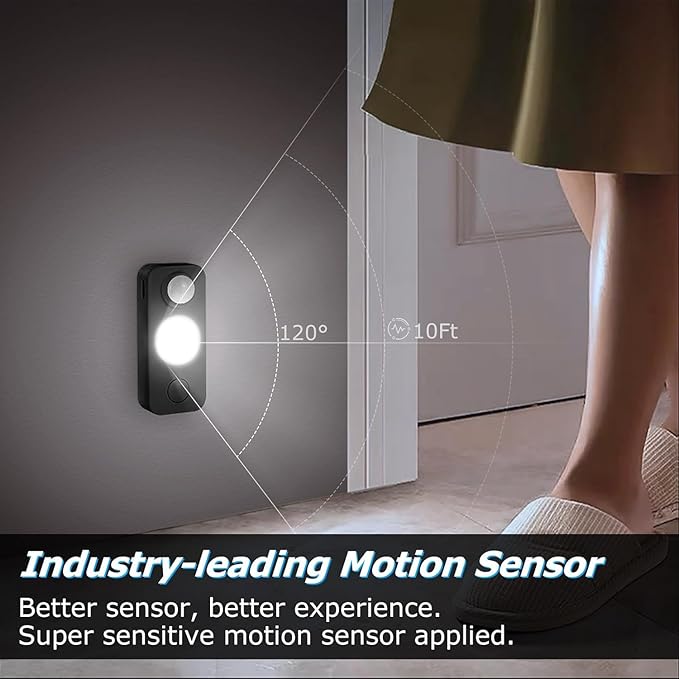 LED Motion Sensor Puck Lights, Rechargeable Cabinet Lights, Stick on Wireless LED Night Light for Closet, Drawer, Shelf, Under Cabinet, Daylight White 8Pack, USB Charging Cord Included