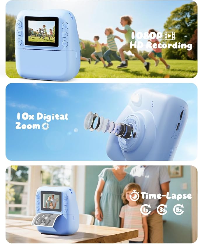 Kids Camera Instant Print, 1080P HD Kids Instant Camera