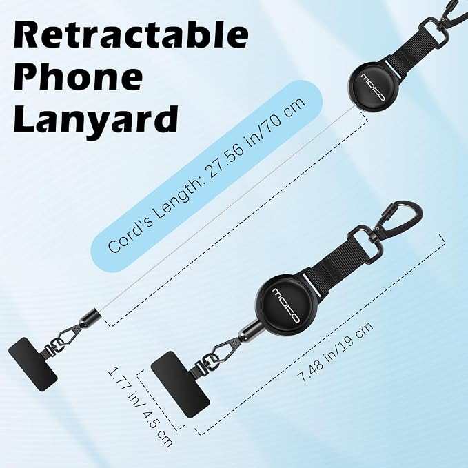 MoKo Anti-theft Phone Tether, Phone Lanyard Retractable Steel Line Cellphone