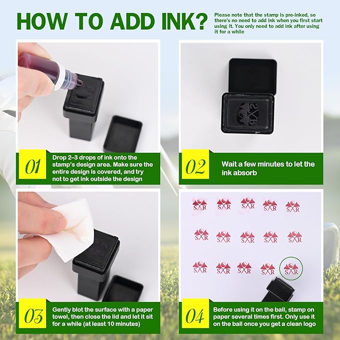 Custom Golf Ball Stamp | Self-Inking Golf Stamp with Magnetic Leather Golf Ball Marker Set | Quick-Dry Permanent Golf Balls Marking Tool | Golf Accessories Birthday for Men Dad