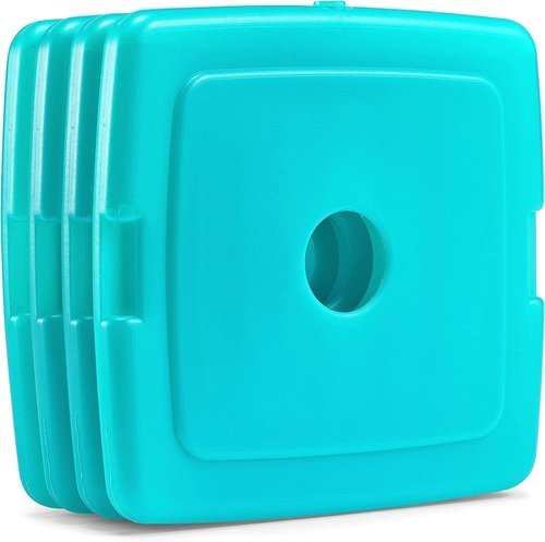 Cool Coolers by Fit + Fresh, Reusable & Long-Lasting Slim Ice Packs, Perfect Addition To Your Lunch Box, Camping Accessories, Insulated Lunch Bag, Beach Cooler Backpack & More, 4PK, Green