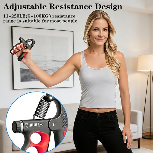 Hand Gripper by [Brand Name] - Adjustable 11-220LB Grip Strength Trainer for Muscle Building & Recovery