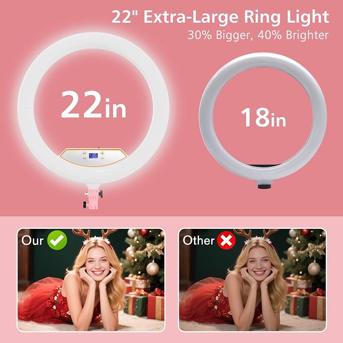 22" Large Ring Light with Stand, Foldable LED Big Ring Light Tripod