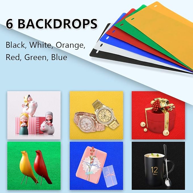PULUZ Light Box Mini Photo Studio, 6-Color Backdrops, Portable Photography