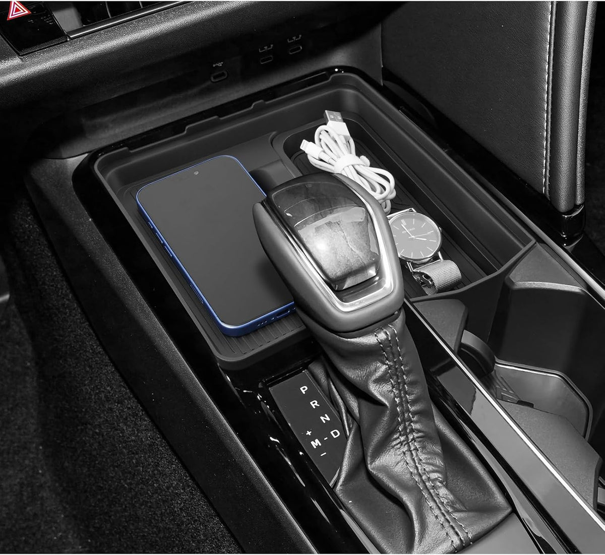 LUWU Prius XW30 Center Console Organizer for 2010 2011 2012 2013 2014 2015 Prius Accessories Armrest Console Storage Box Glove Organizer Tray ABS Material (Black)