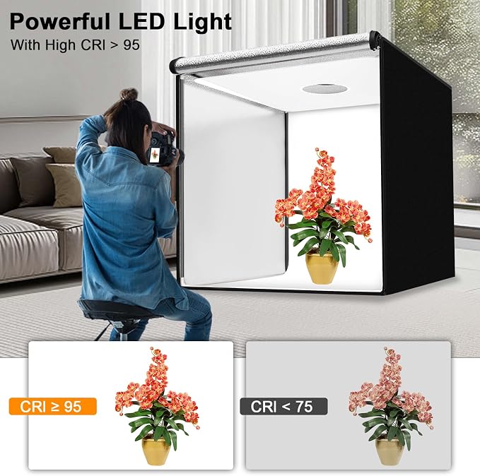 48"x48"x40" Large Photo Studio Light Box Photography, 4 Light LED Panels